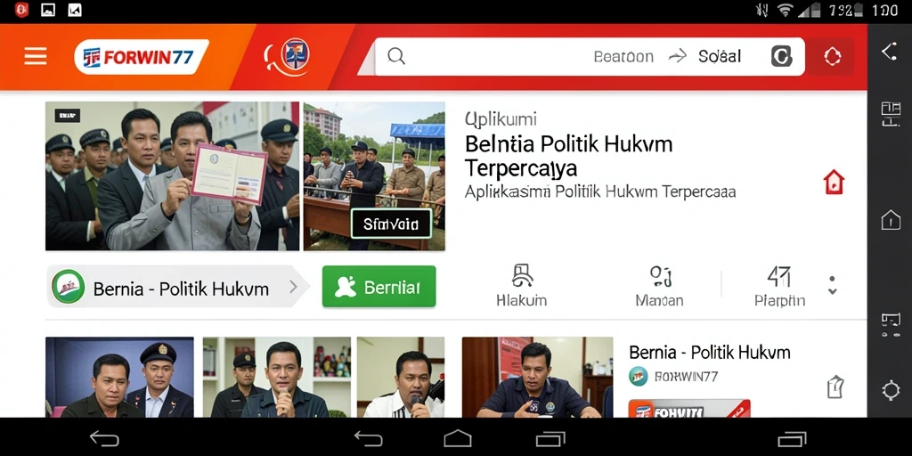 Tampilan antarmuka aplikasi FORWIN77 yang informatif untuk berita politik dan hukum.