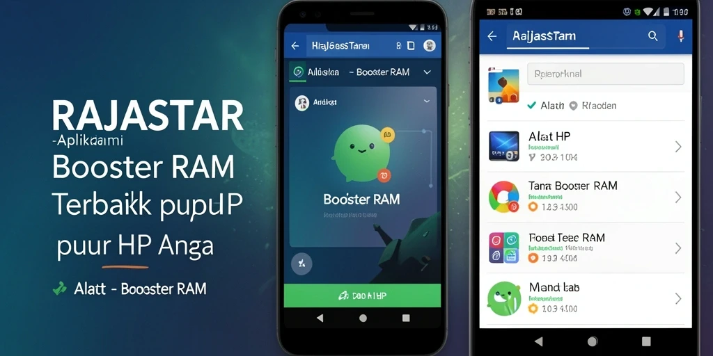Antarmuka aplikasi RAJASTAR yang menampilkan fungsi Booster RAM.