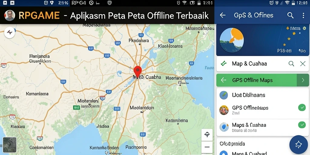 Tampilan antarmuka aplikasi GPS Offline Maps RPGAME yang intuitif.