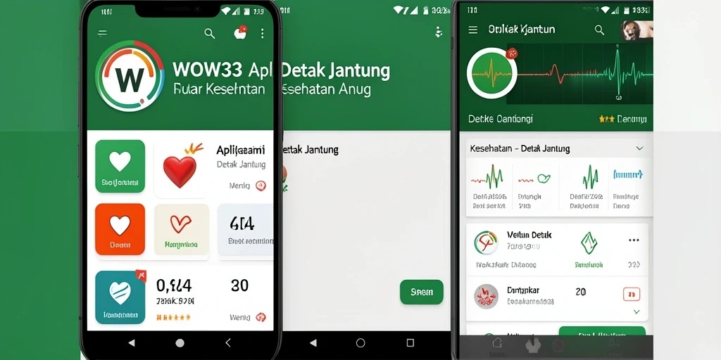 Tampilan antarmuka utama aplikasi WOW33 untuk detak jantung.