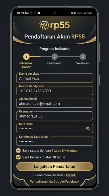 Tampilan halaman daftar rp55