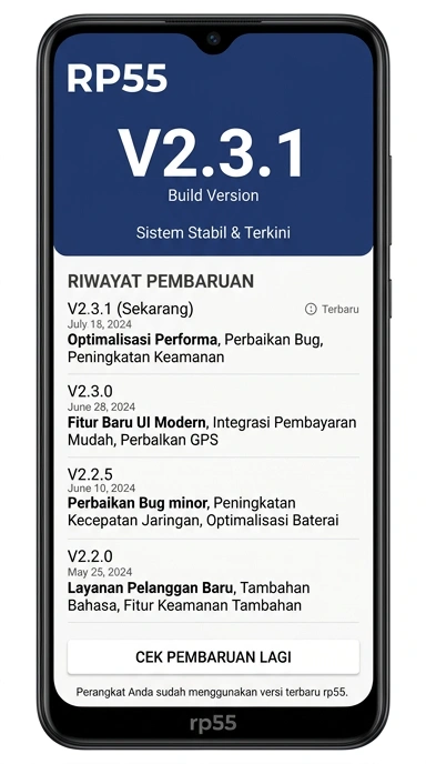 Tampilan riwayat versi rp55